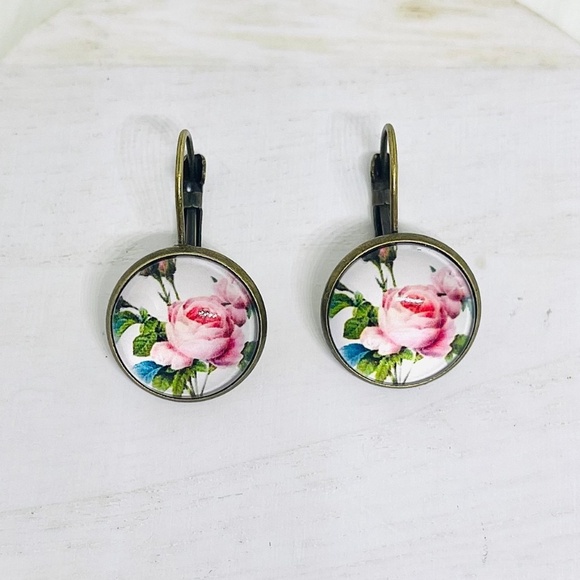 Vintage Feel Floral Print Design Earrings 4 pairs Set - Picture 8 of 9